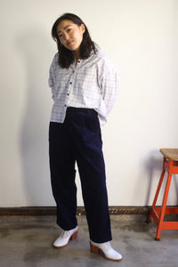 Corduroy Straight Pants - Indigo