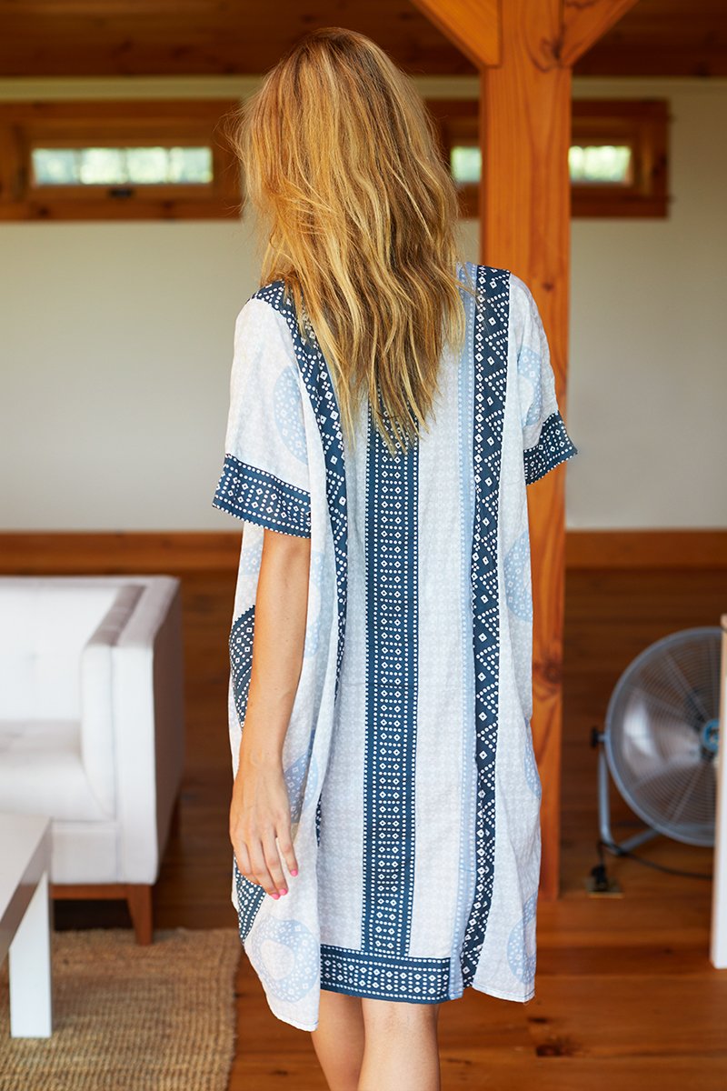 Emerson Short Caftan - Cerulean