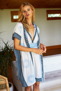 Emerson Short Caftan - Cerulean